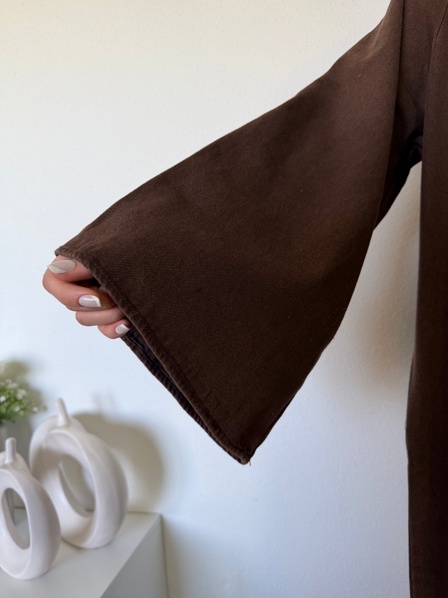 Robe longue en jean marron