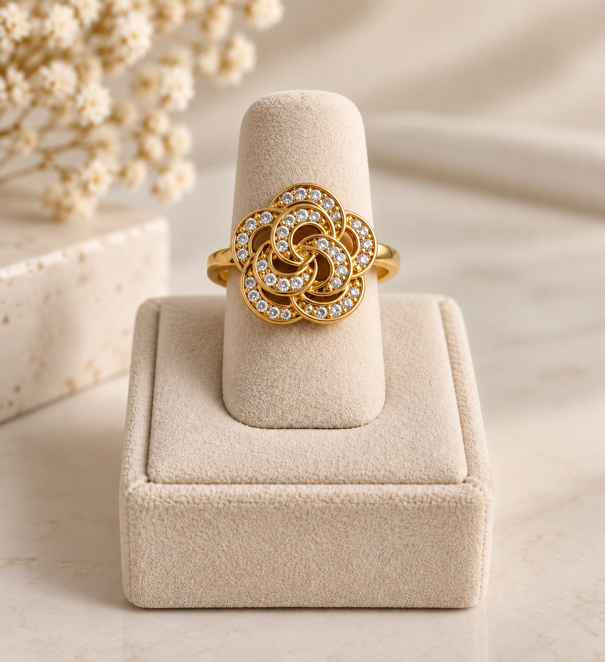 Bague Fleur en Acier inoxydable