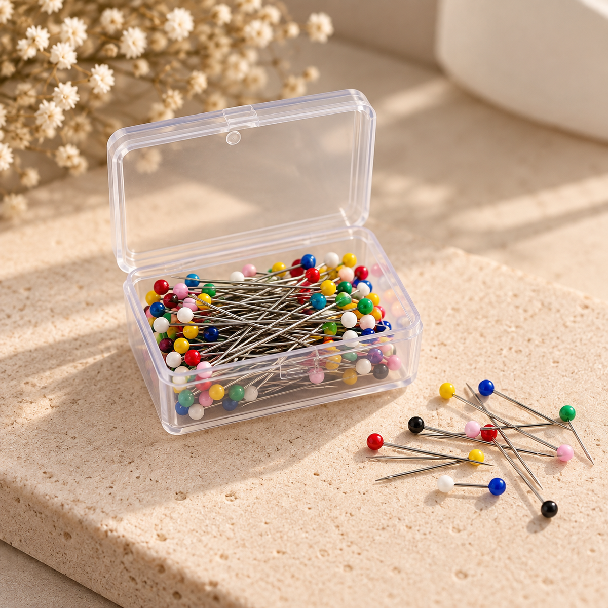 Boîte de 100 petites épingles multicolores