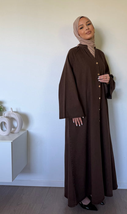 Robe longue en jean marron